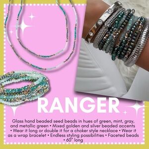 Park Lane Ranger necklace- Glass Beaded - Green, Mint, Gray, Metallic